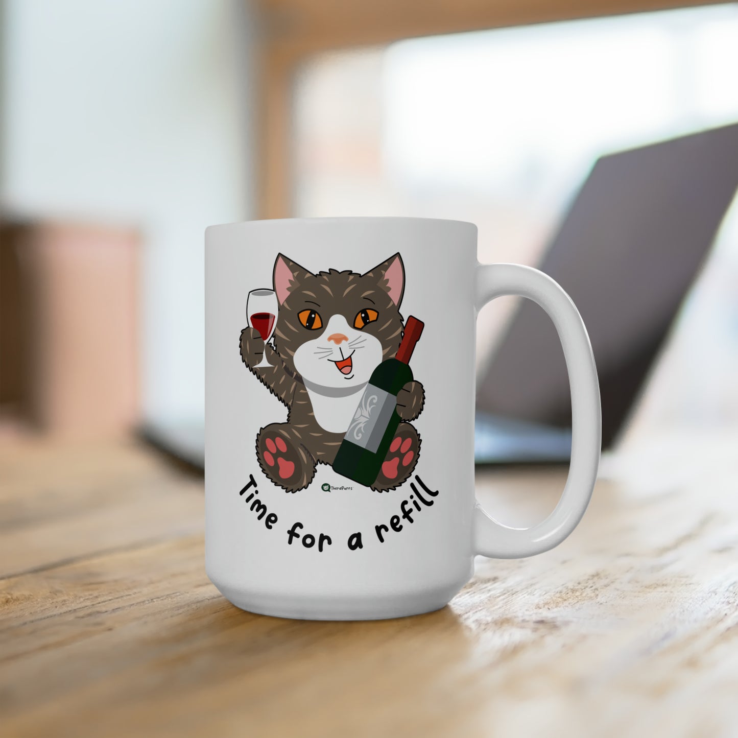Ceramic Mug 15oz - HipaaCat - Time for a refill