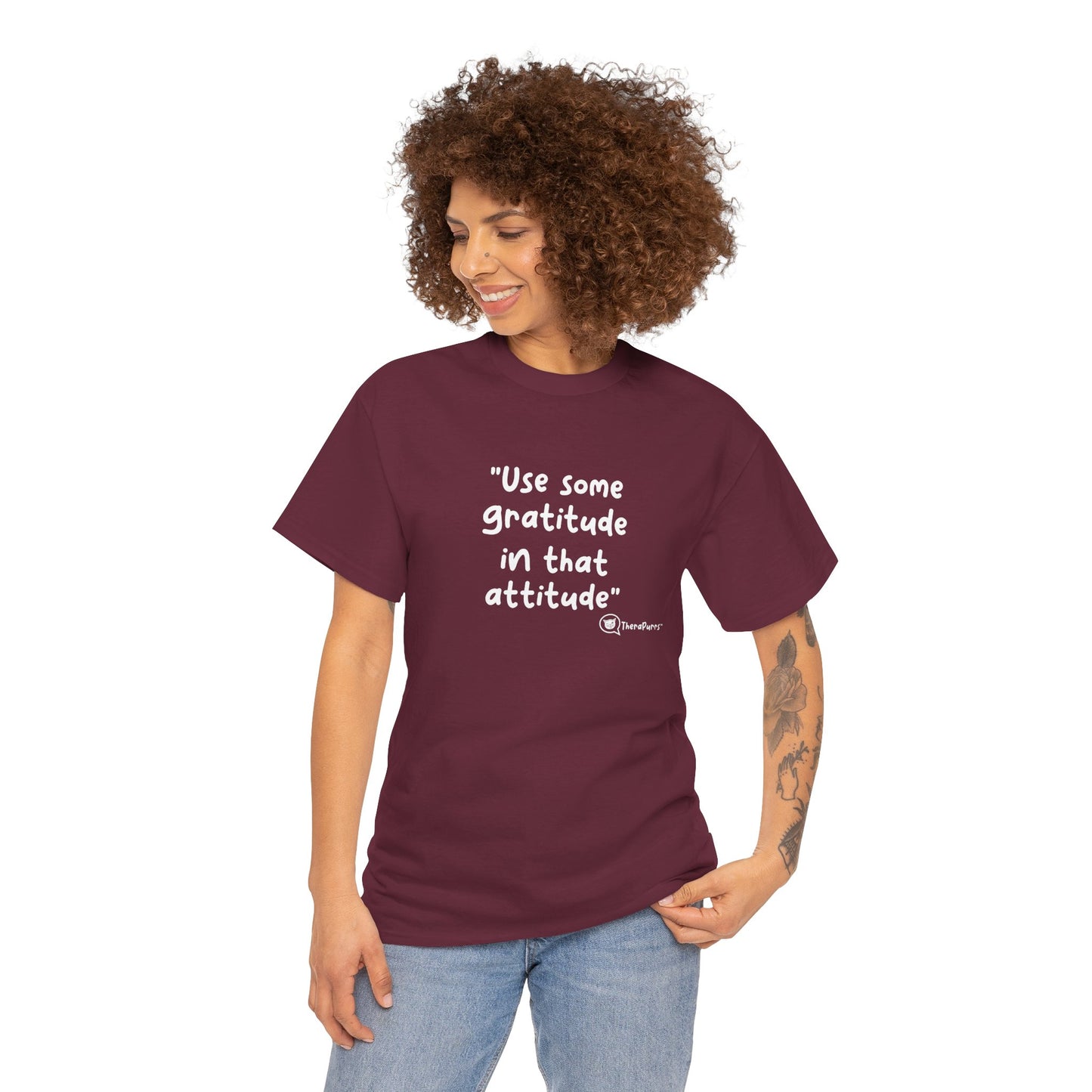 TheraPurrs Phrase T-Shirt - "Use some gratitude in that attitude"