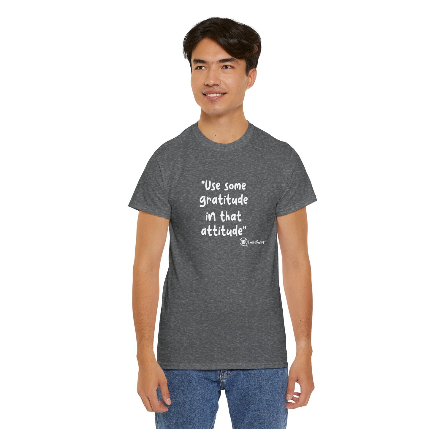 TheraPurrs Phrase T-Shirt - "Use some gratitude in that attitude"