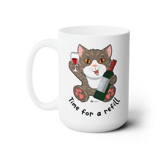 Ceramic Mug 15oz - HipaaCat - Time for a refill