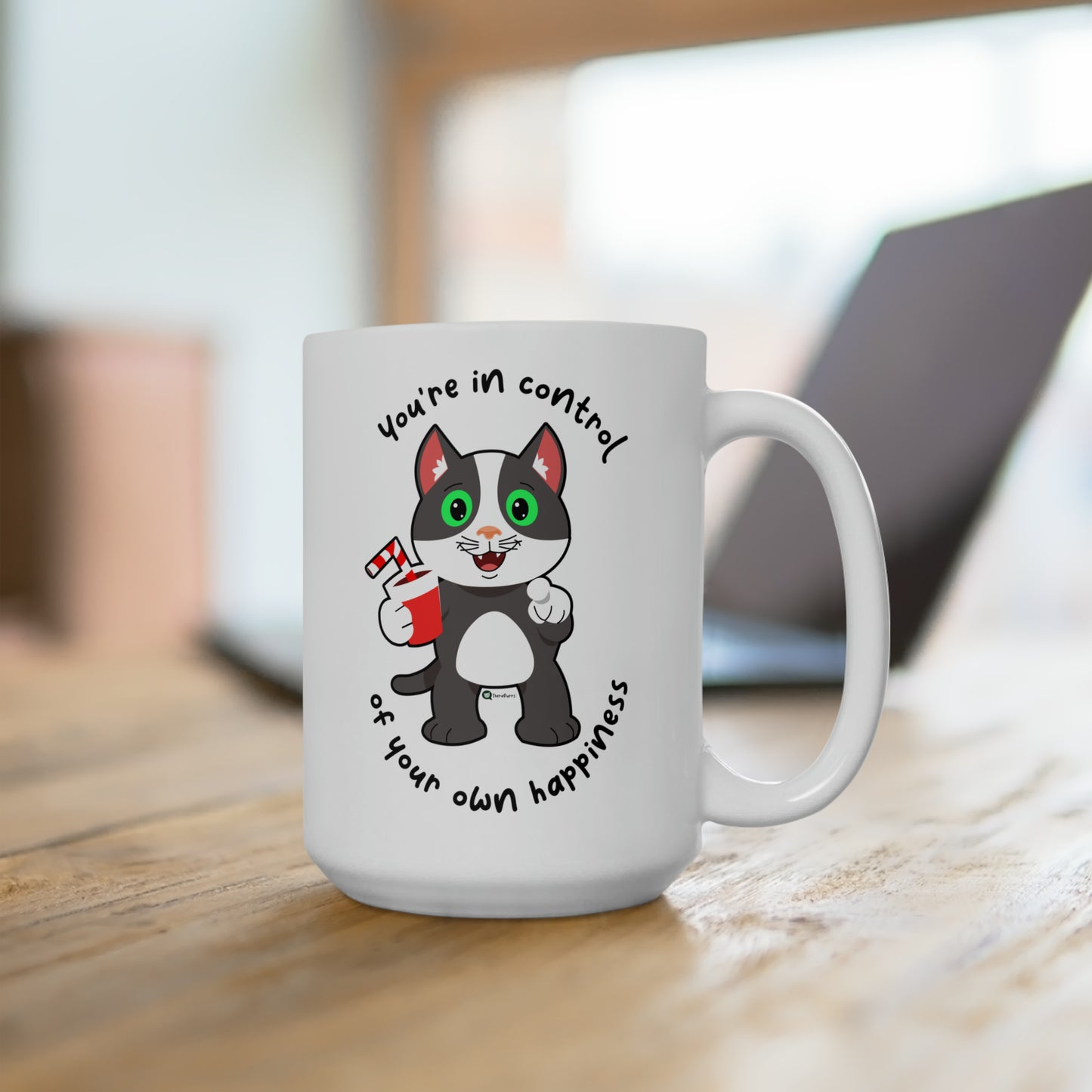 Ceramic Mug 15oz - PosiCat - You're in control of your own happiness