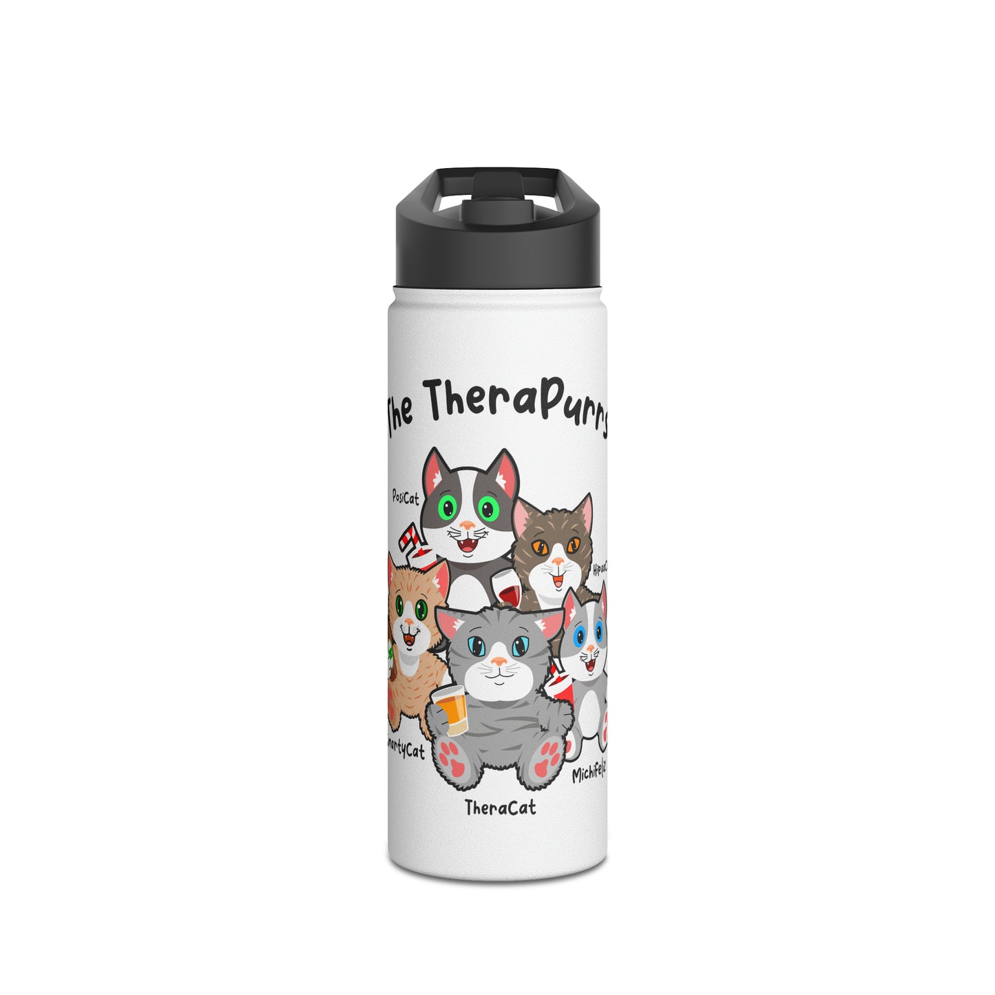 Water Bottle, Stainless Steel - TheraPurrs - 5 Cats