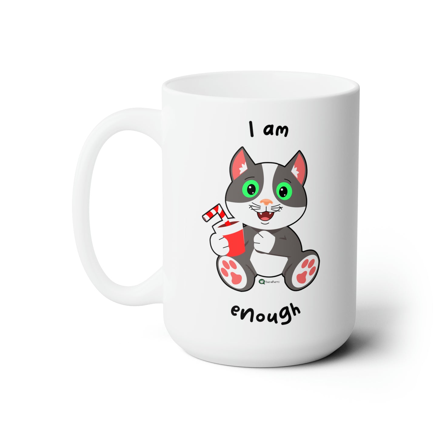 Ceramic Mug 15oz - PosiCat - I am enough