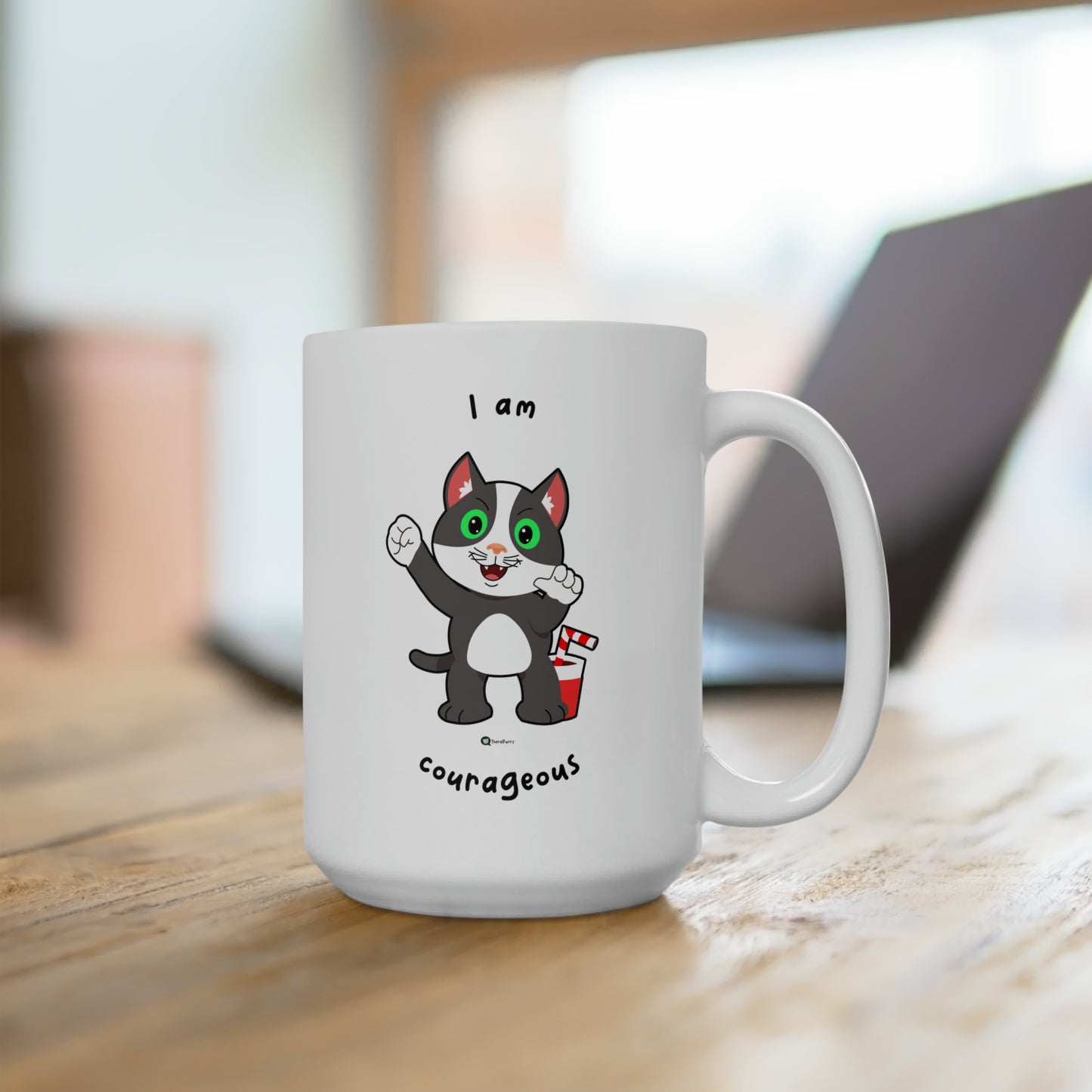 Ceramic Mug 15oz - PosiCat - I am courageous