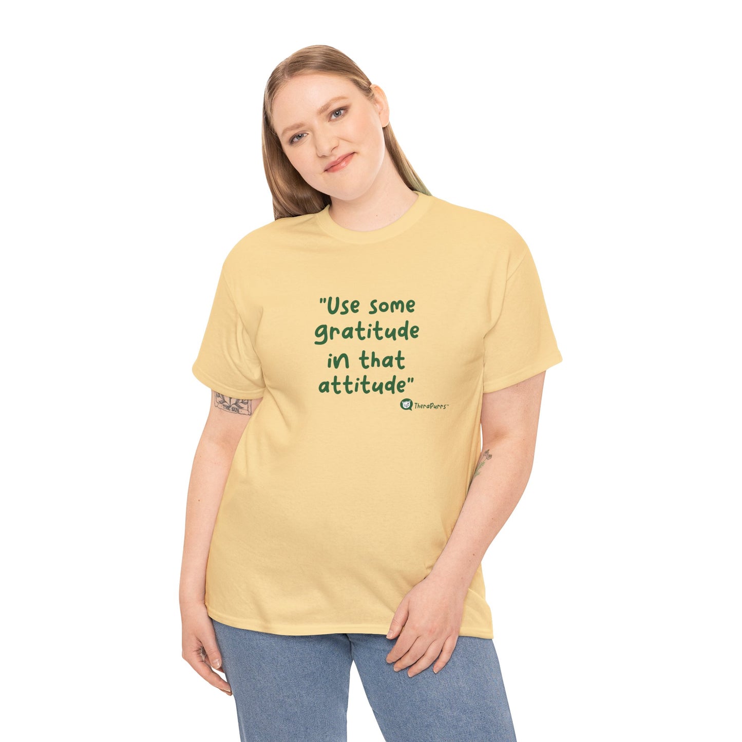 TheraPurrs Phrase T-Shirt - "Use some gratitude in that attitude"