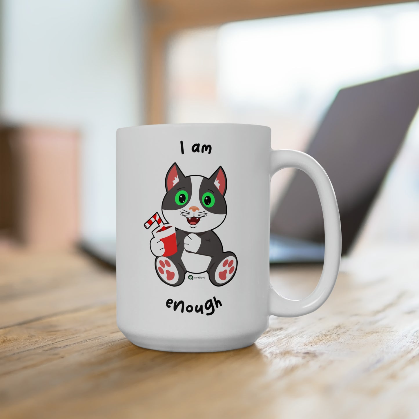 Ceramic Mug 15oz - PosiCat - I am enough