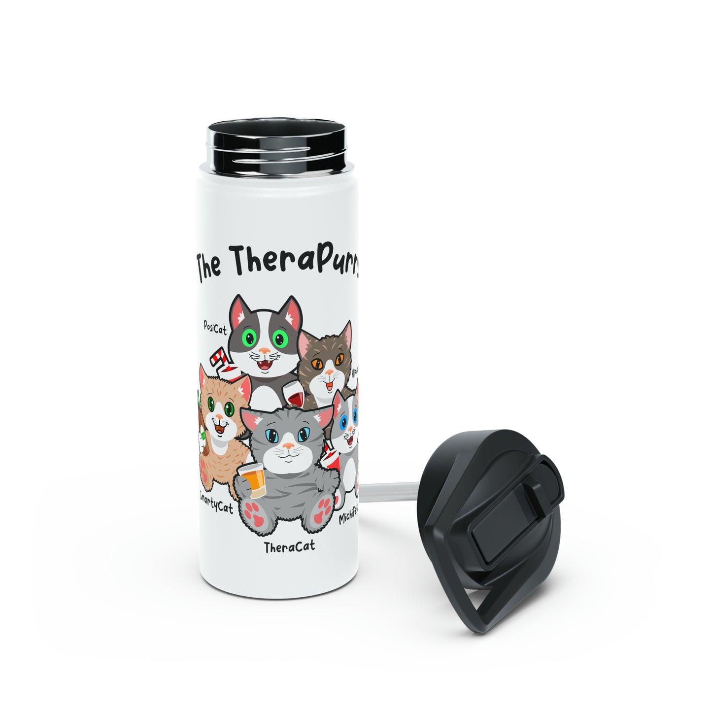 Water Bottle, Stainless Steel - TheraPurrs - 5 Cats