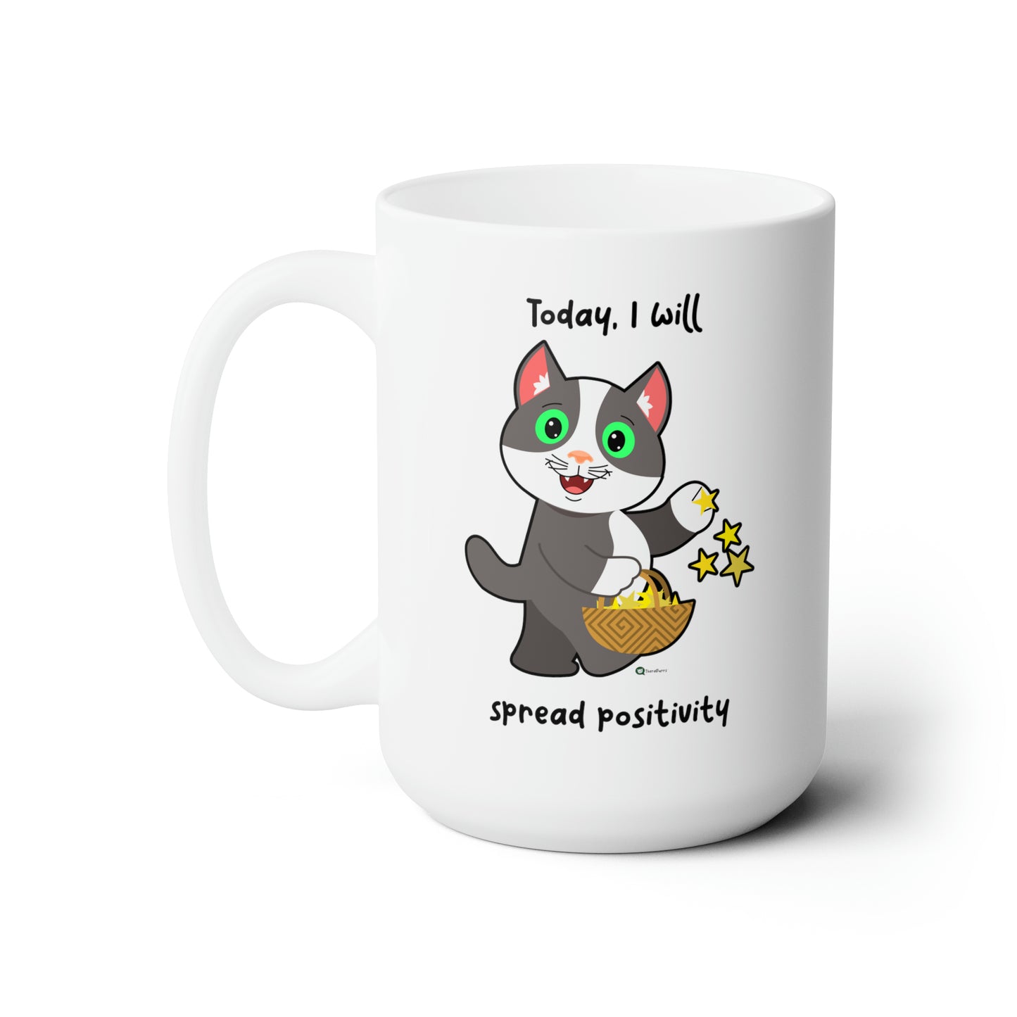 Ceramic Mug 15oz - PosiCat - Today, I will spread positivity
