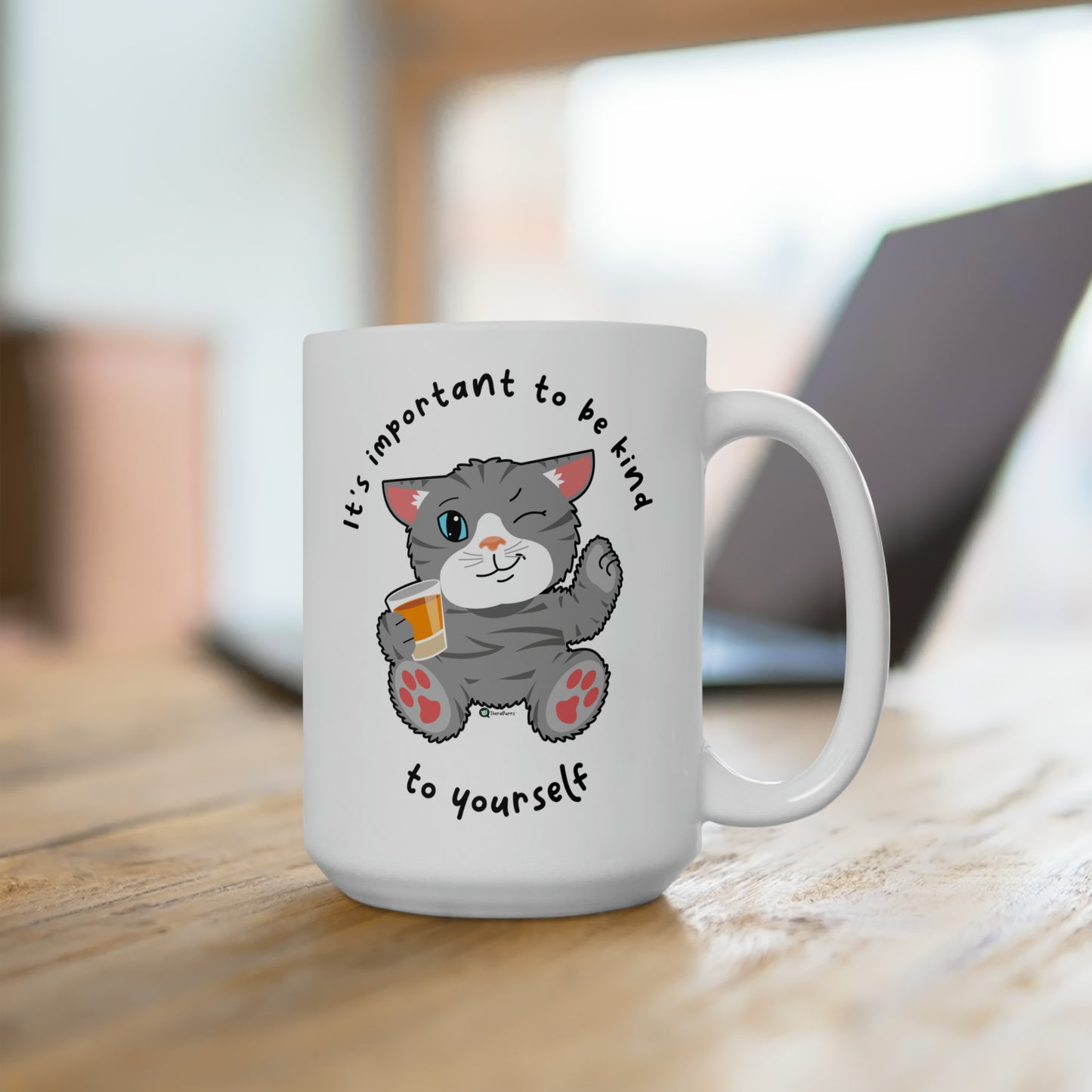Ceramic Mug 15oz - TheraCat - It's important to be kind to yourself