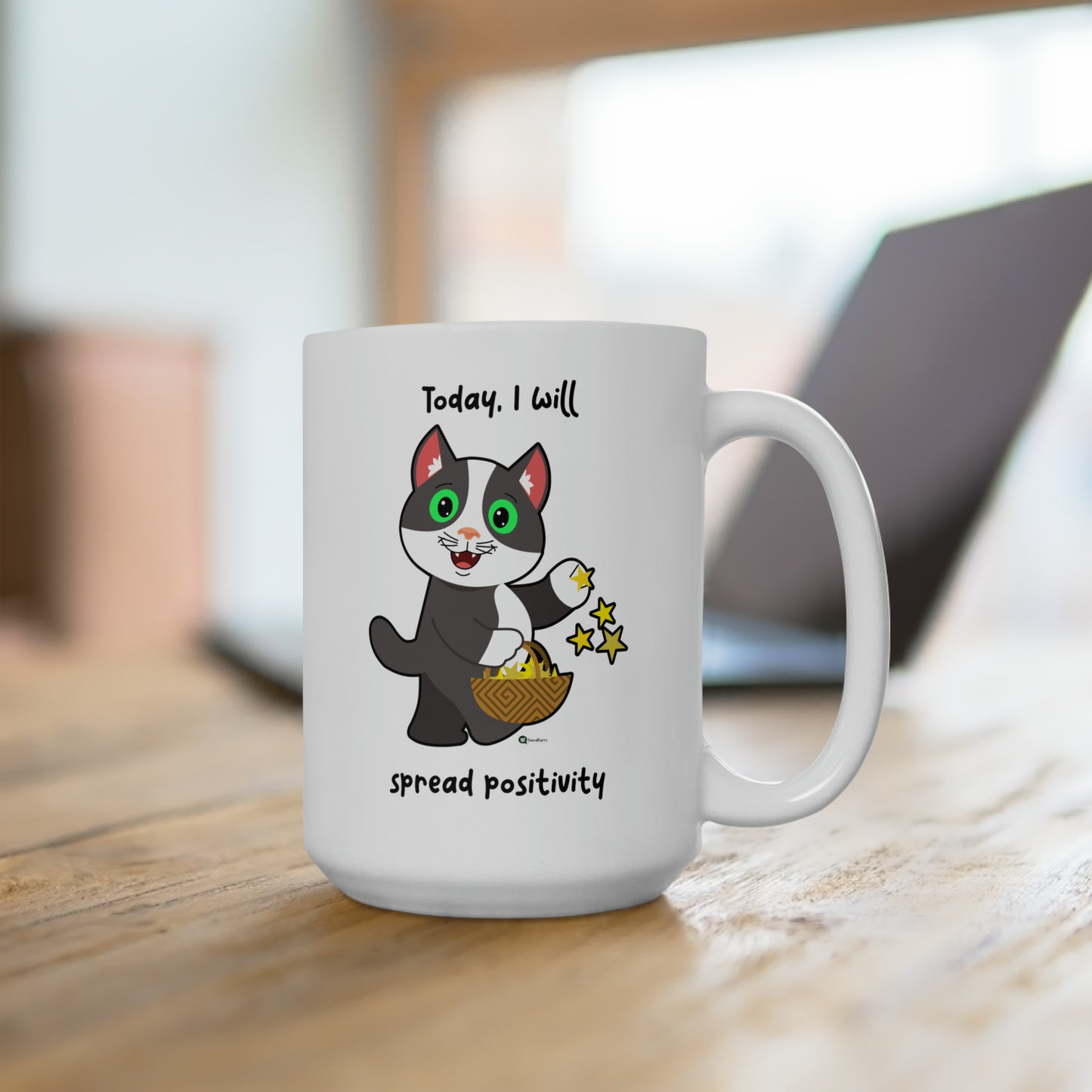 Ceramic Mug 15oz - PosiCat - Today, I will spread positivity