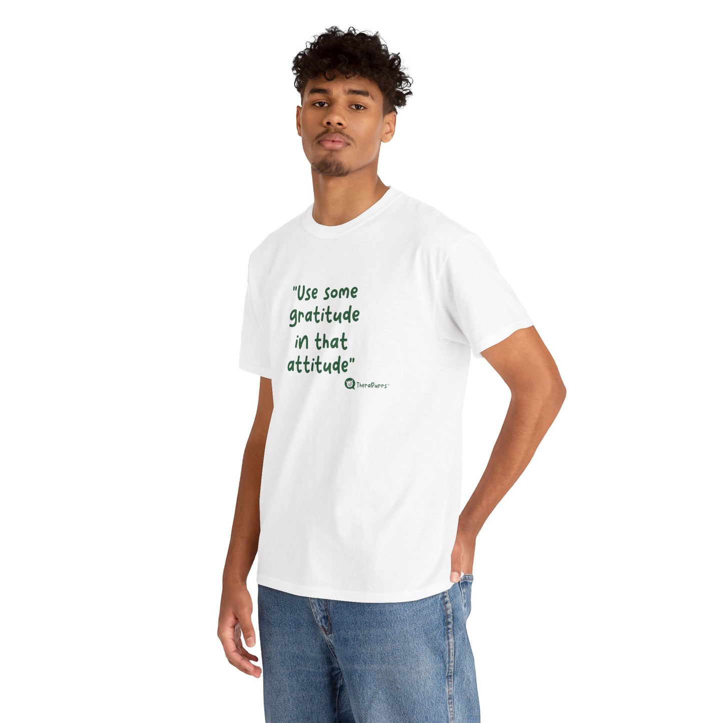 TheraPurrs Phrase T-Shirt - "Use some gratitude in that attitude"