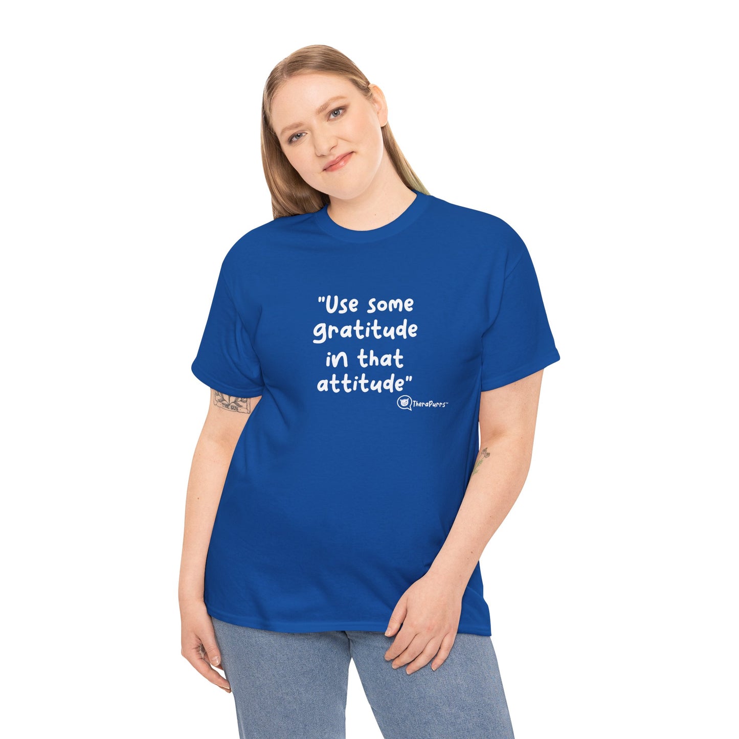 TheraPurrs Phrase T-Shirt - "Use some gratitude in that attitude"