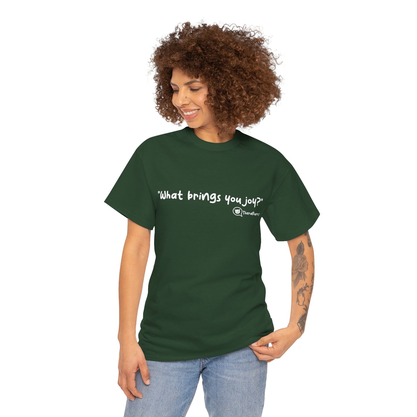 TheraPurrs Phrase T-Shirt - "What brings you joy?"