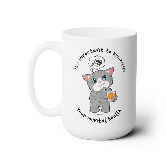 Ceramic Mug 15oz - TheraCat - It's important to prioritize your mental health