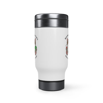 Stainless Steel Travel Mug with Handle, 14oz - HipaaCat - We don't Work For Free