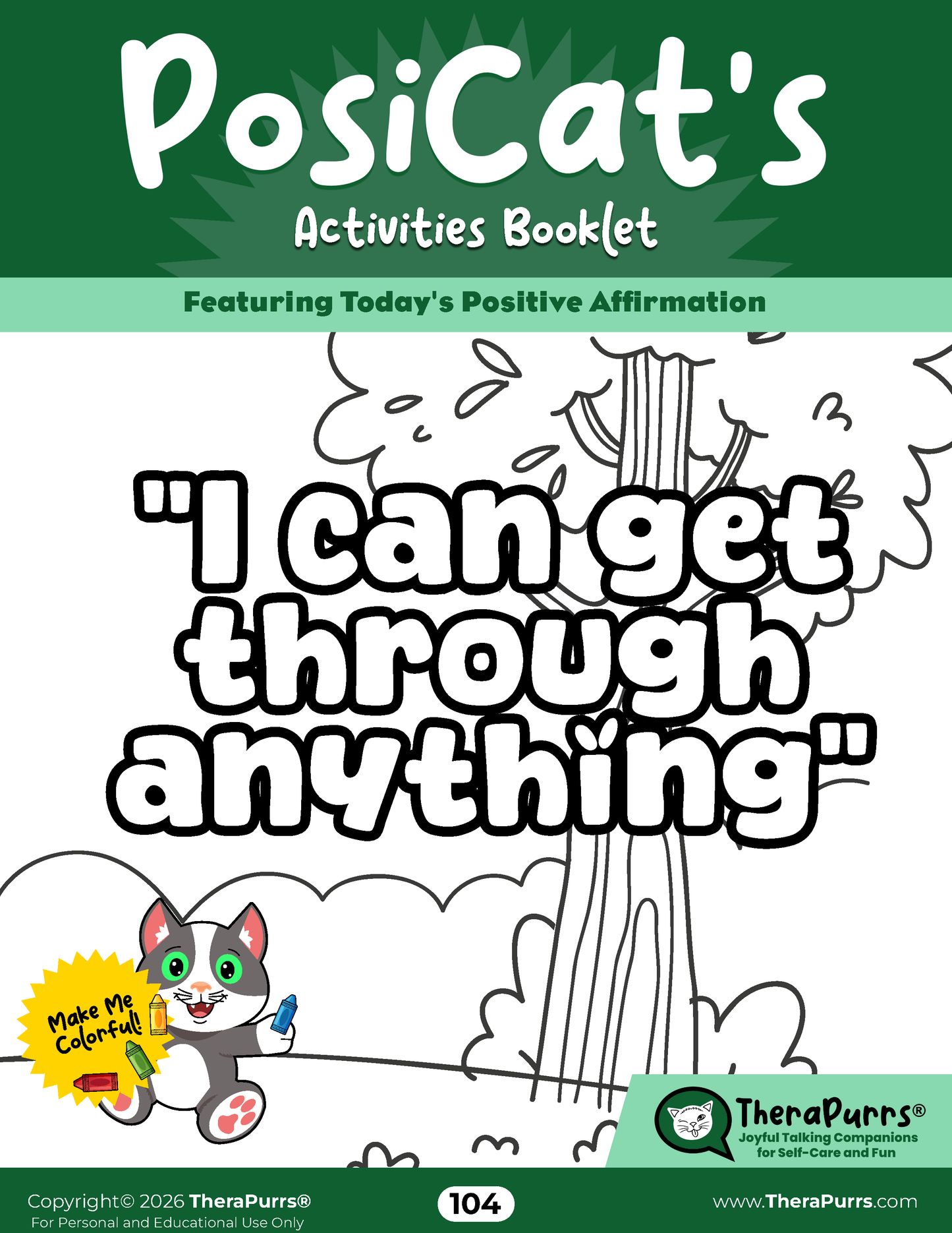 PosiCat's Printables - Activities Booklet 104: I can get through anything