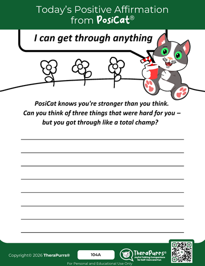 PosiCat's Printables - Activities Booklet 104: I can get through anything