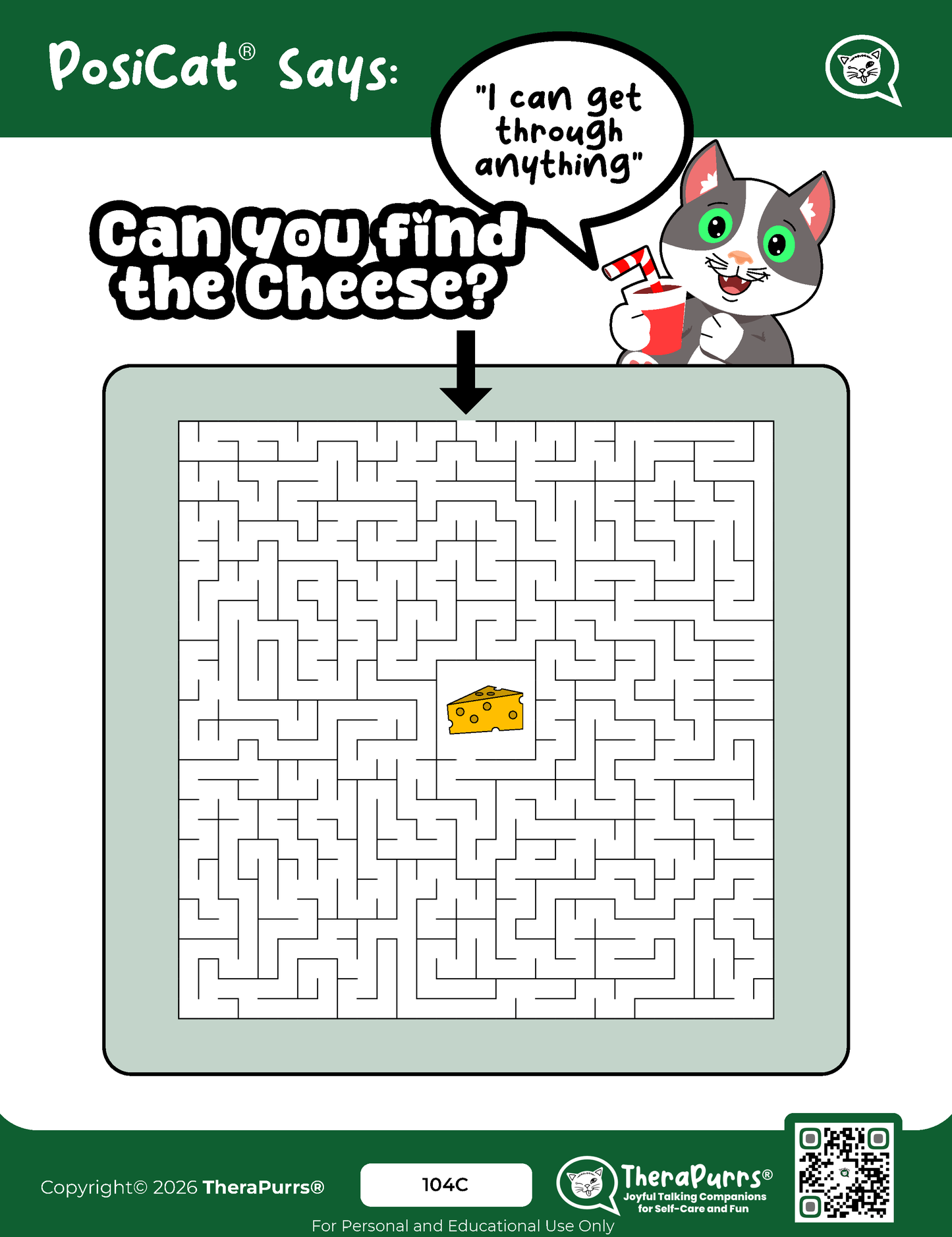PosiCat's Printables - Activities Booklet 104: I can get through anything