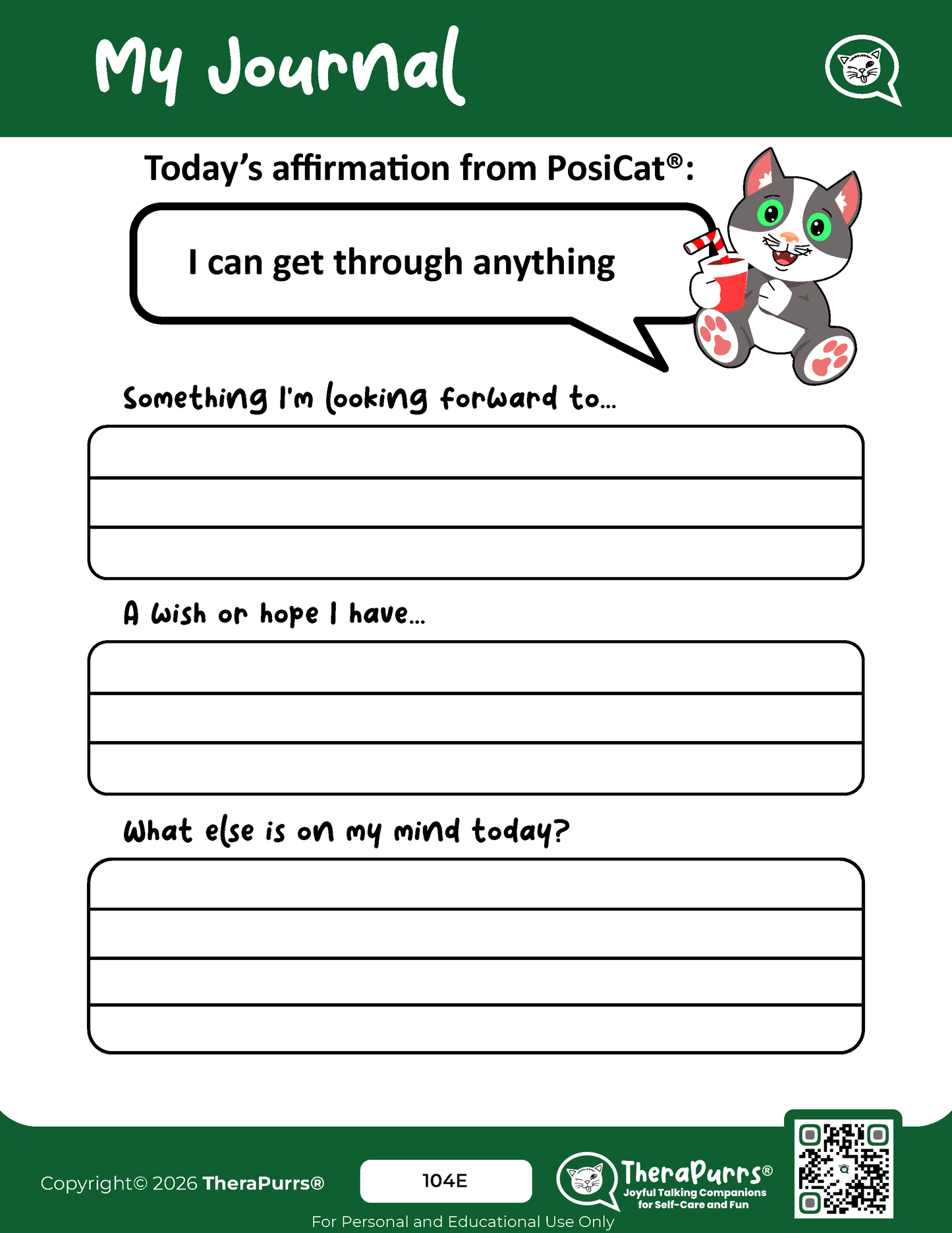 PosiCat's Printables - Activities Booklet 104: I can get through anything