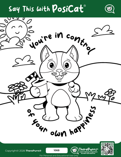 PosiCat's Printables - Activities Booklet 106: You're in control of your own happiness