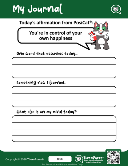 PosiCat's Printables - Activities Booklet 106: You're in control of your own happiness