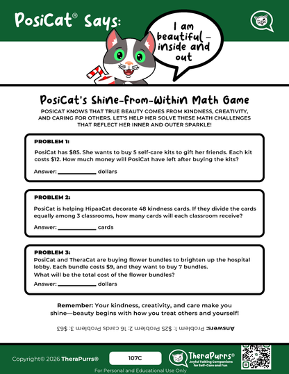 PosiCat's Printables - Activities Booklet 107: I am beautiful – Inside and out