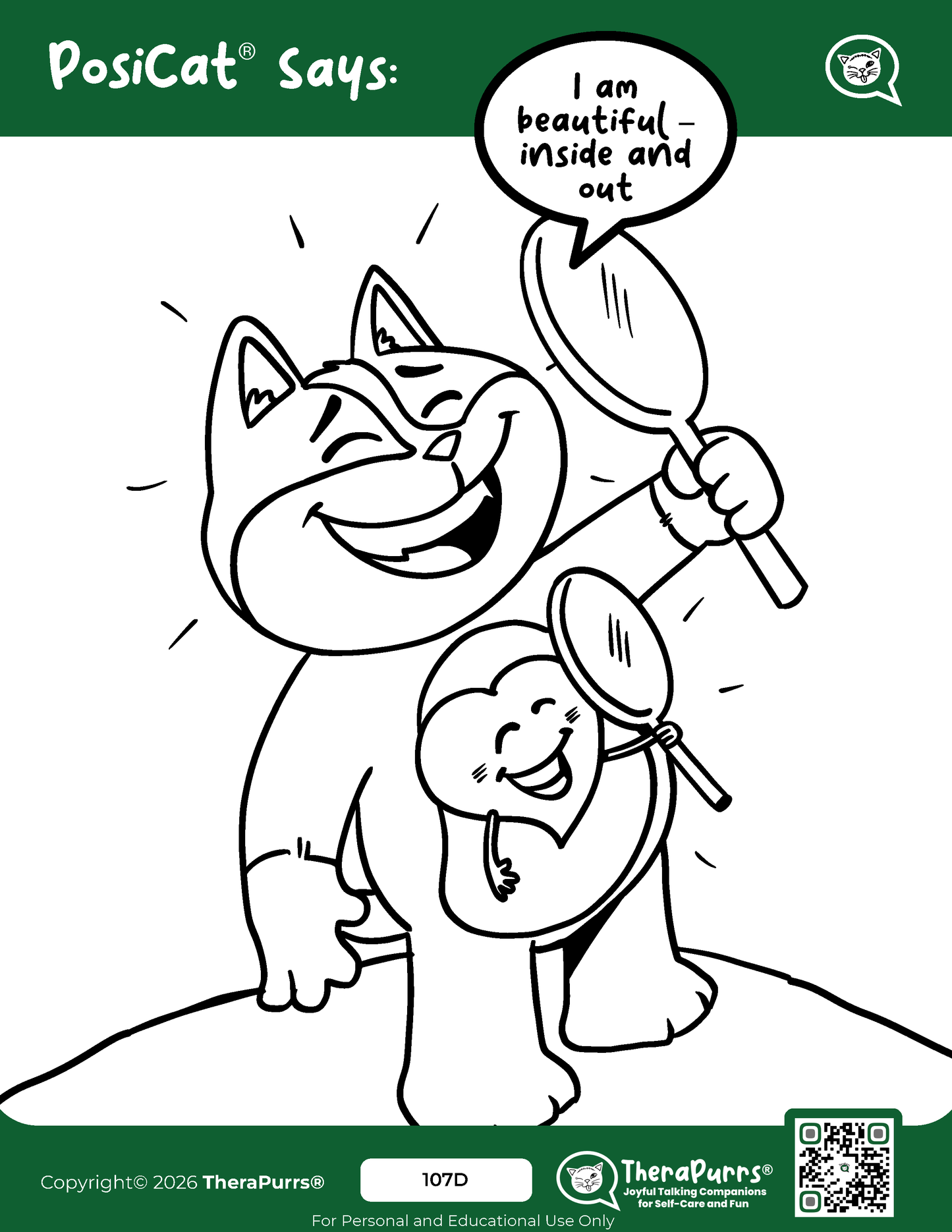 PosiCat's Printables - Activities Booklet 107: I am beautiful – Inside and out