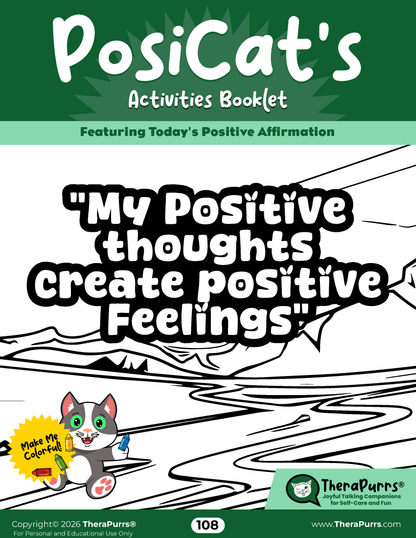 PosiCat's Printables - Activities Booklet 108: My positive thoughts create positive feelings