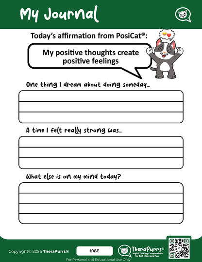 PosiCat's Printables - Activities Booklet 108: My positive thoughts create positive feelings