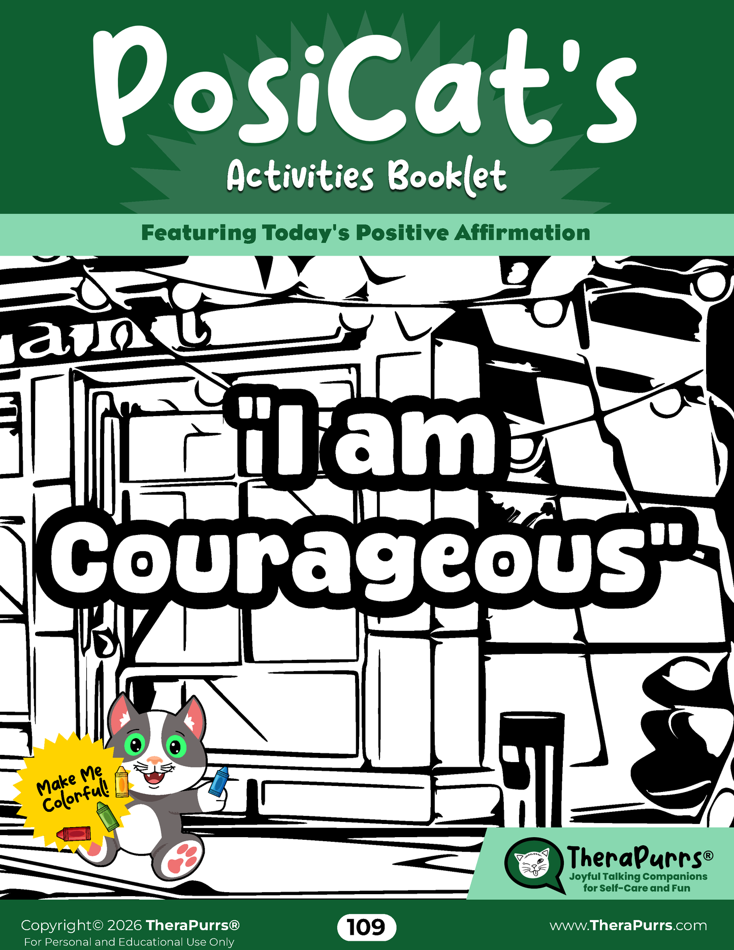 PosiCat's Printables - Activities Booklet 109: I am courageous