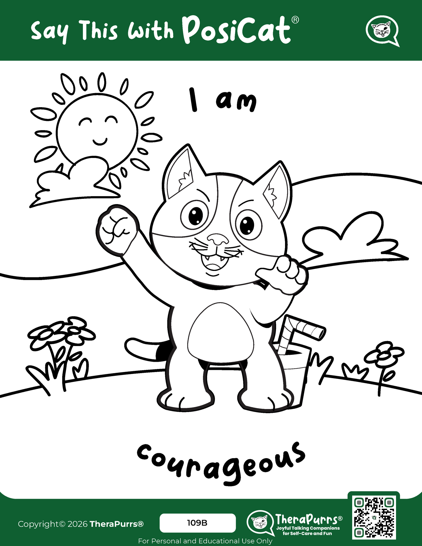 PosiCat's Printables - Activities Booklet 109: I am courageous