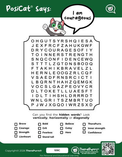 PosiCat's Printables - Activities Booklet 109: I am courageous