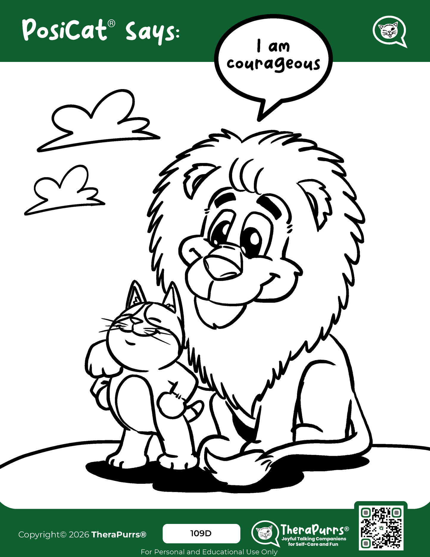 PosiCat's Printables - Activities Booklet 109: I am courageous