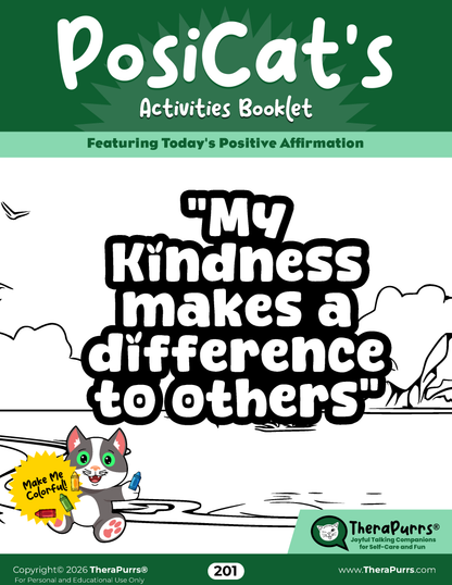 PosiCat's Printables - Activities Booklet 201: My kindness makes a difference to others