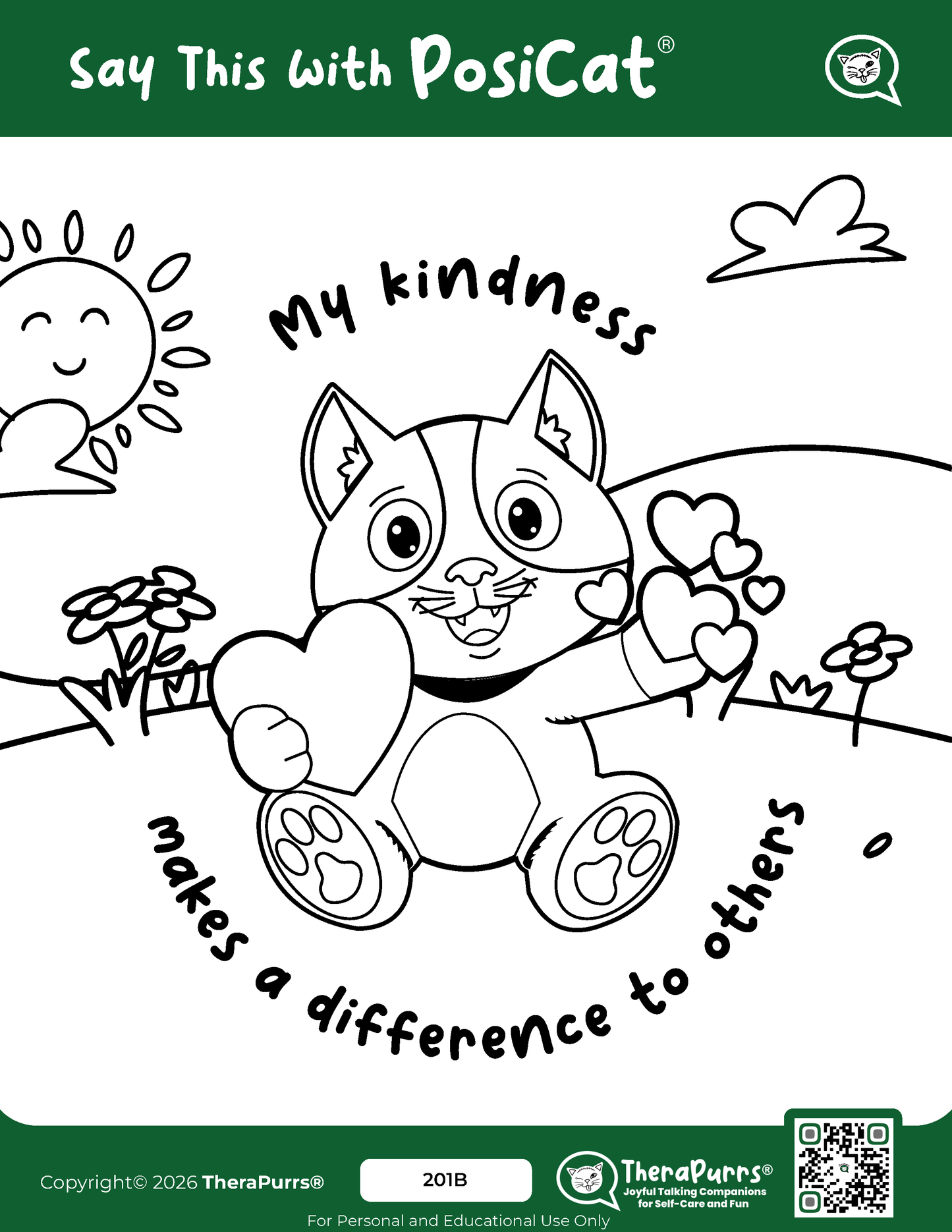 PosiCat's Printables - Activities Booklet 201: My kindness makes a difference to others