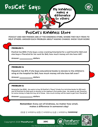 PosiCat's Printables - Activities Booklet 201: My kindness makes a difference to others