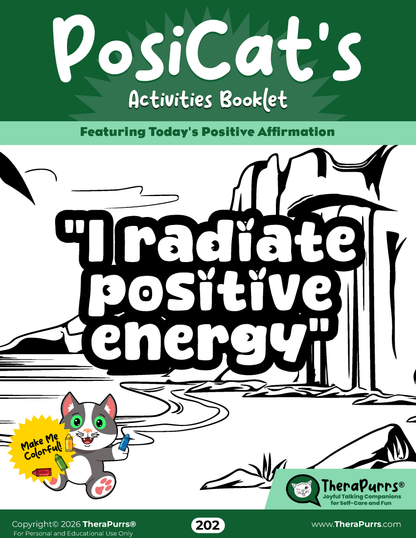 PosiCat's Printables - Activities Booklet 202: I radiate positive energy