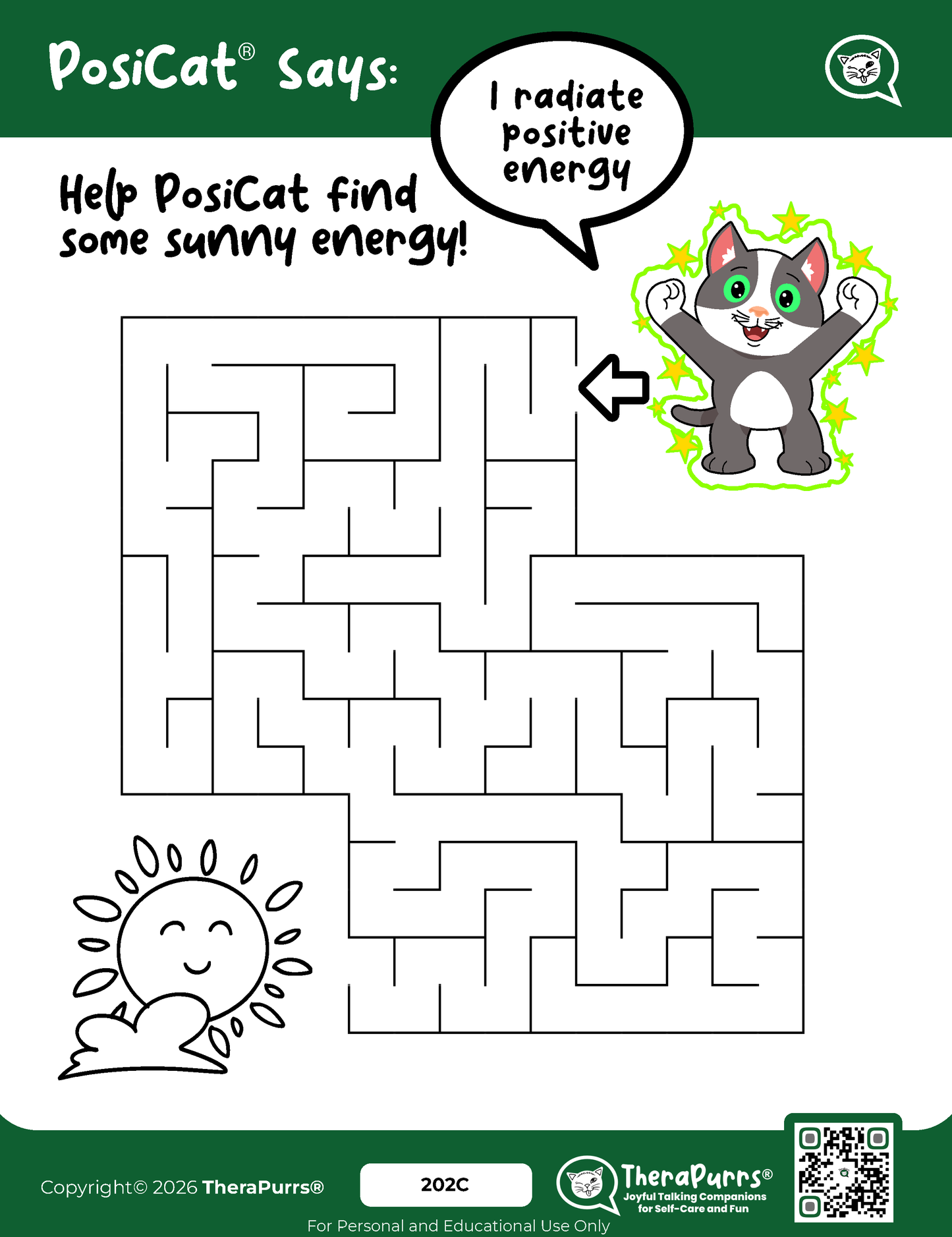 PosiCat's Printables - Activities Booklet 202: I radiate positive energy