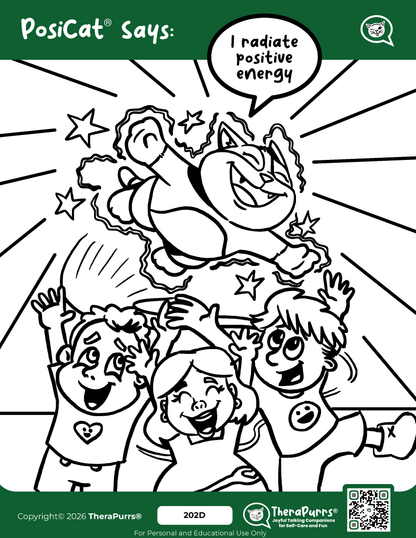 PosiCat's Printables - Activities Booklet 202: I radiate positive energy