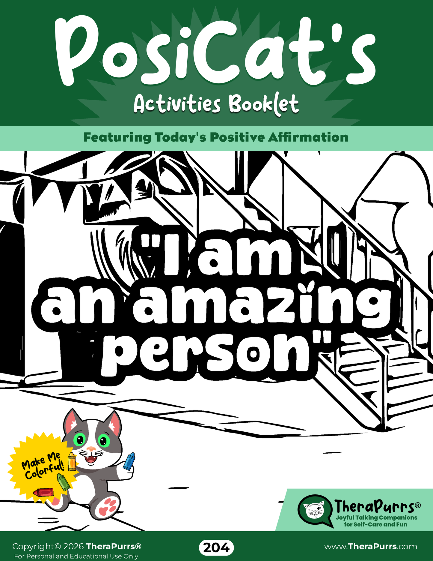 PosiCat's Printables - Activities Booklet 204: I am an amazing person