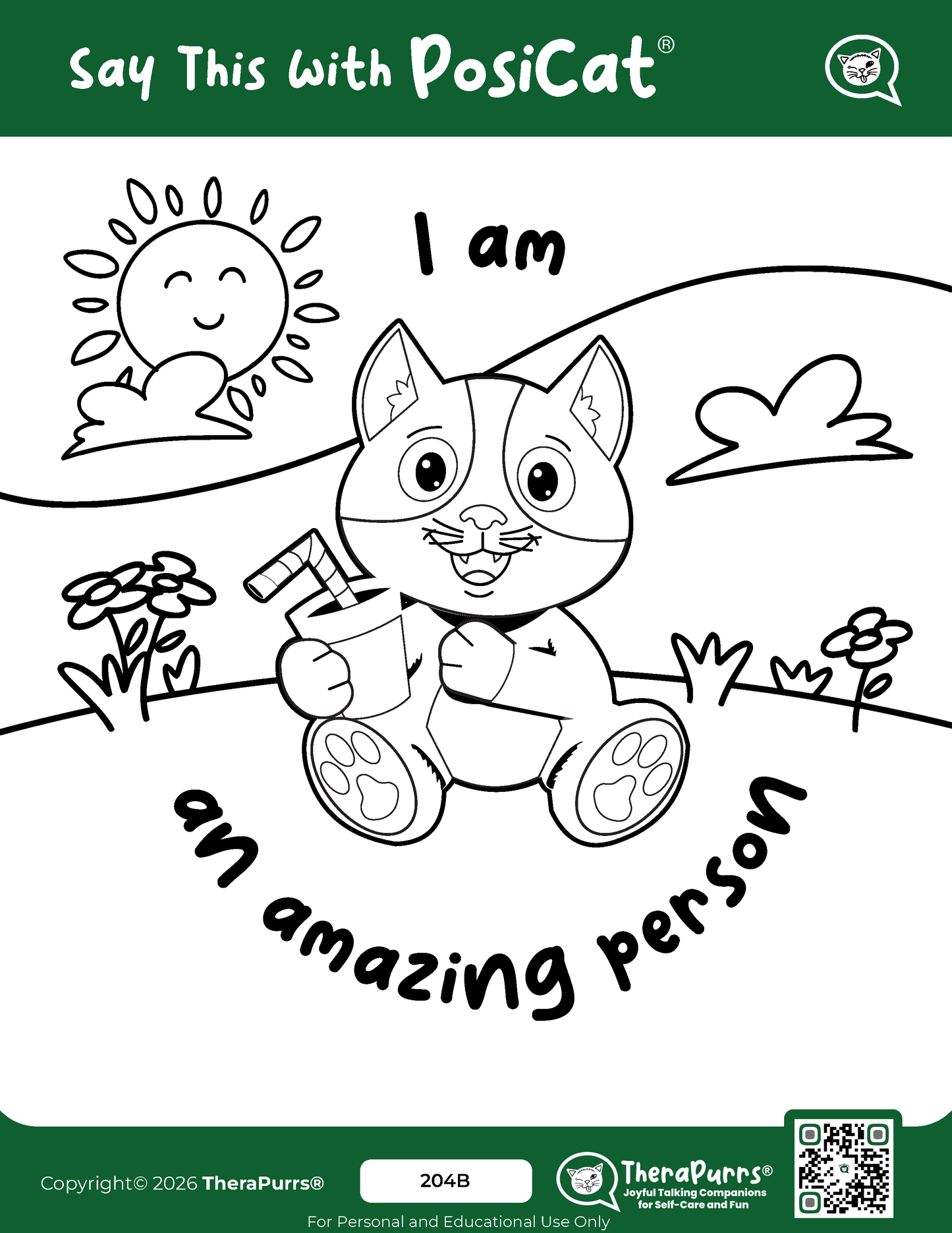 PosiCat's Printables - Activities Booklet 204: I am an amazing person