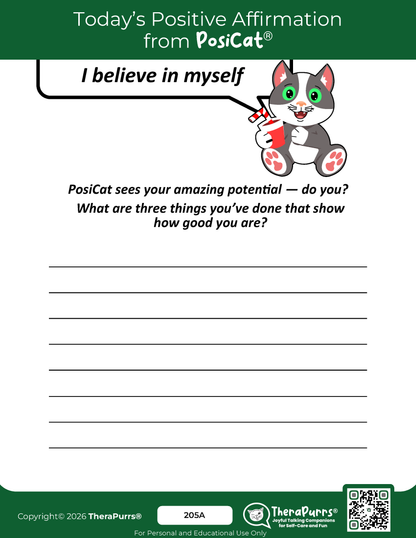 PosiCat's Printables - Activities Booklet 205: I believe in myself