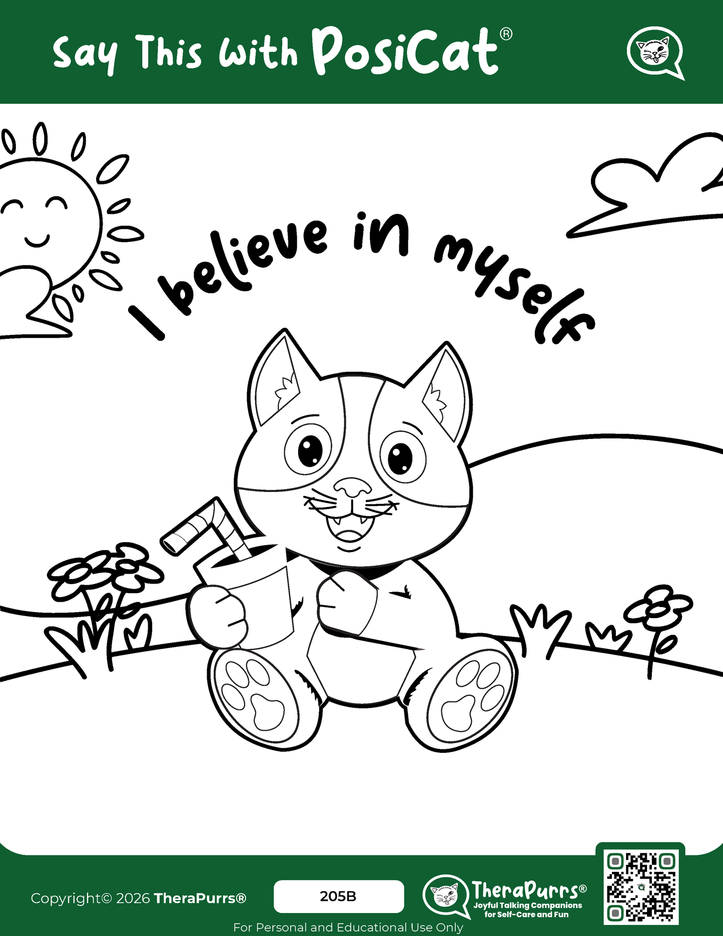 PosiCat's Printables - Activities Booklet 205: I believe in myself