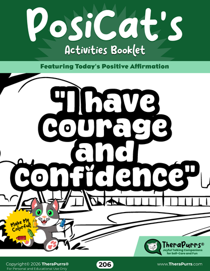 PosiCat's Printables - Activities Booklet 206: I have courage and confidence