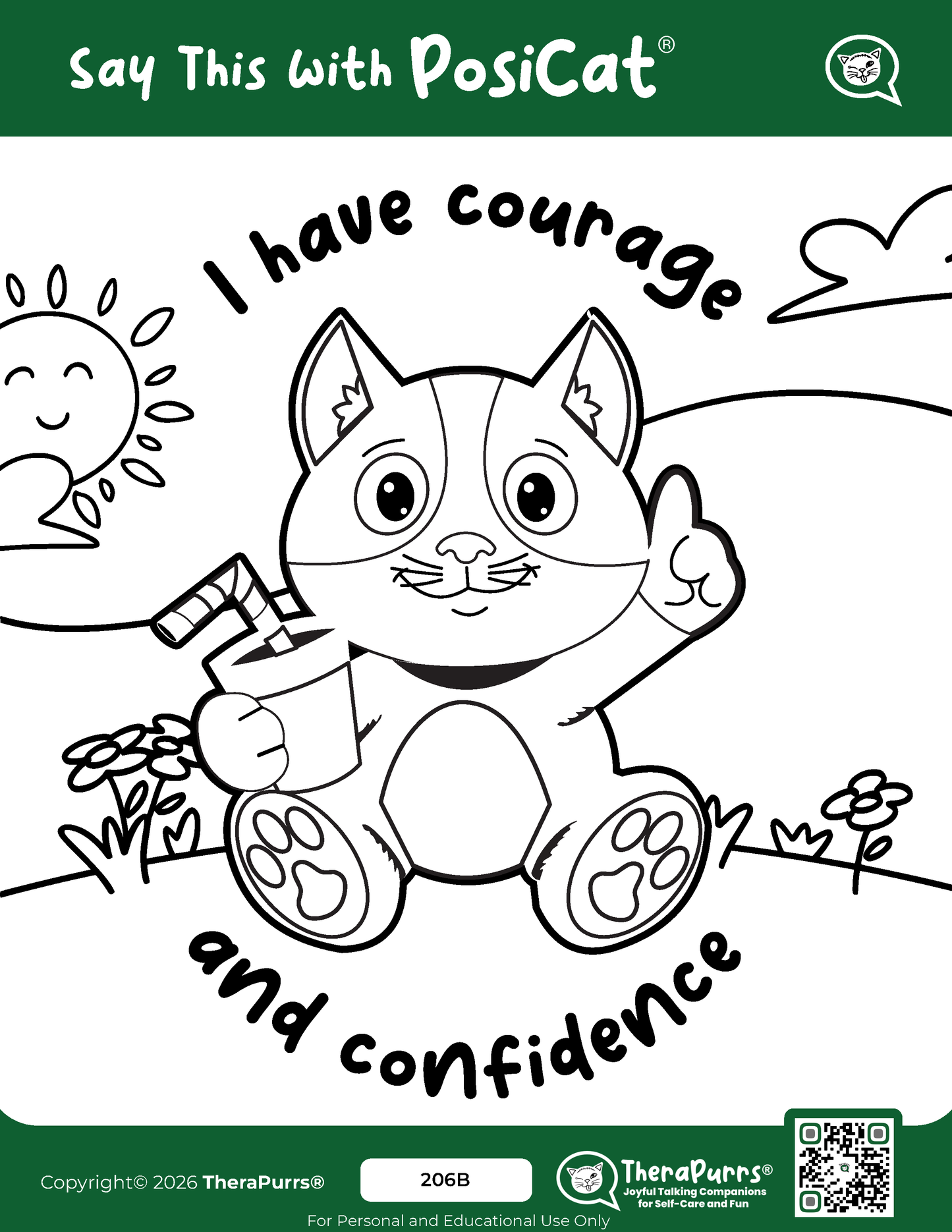 PosiCat's Printables - Activities Booklet 206: I have courage and confidence