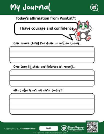 PosiCat's Printables - Activities Booklet 206: I have courage and confidence