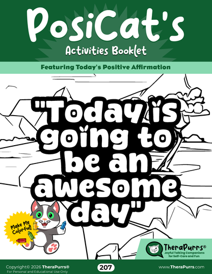 PosiCat's Printables - Activities Booklet 207: Today is going to be an awesome day