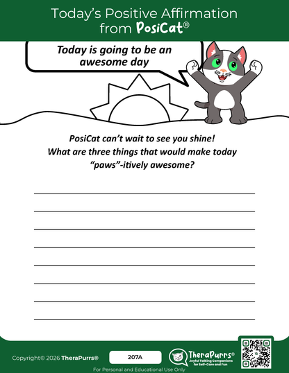 PosiCat's Printables - Activities Booklet 207: Today is going to be an awesome day
