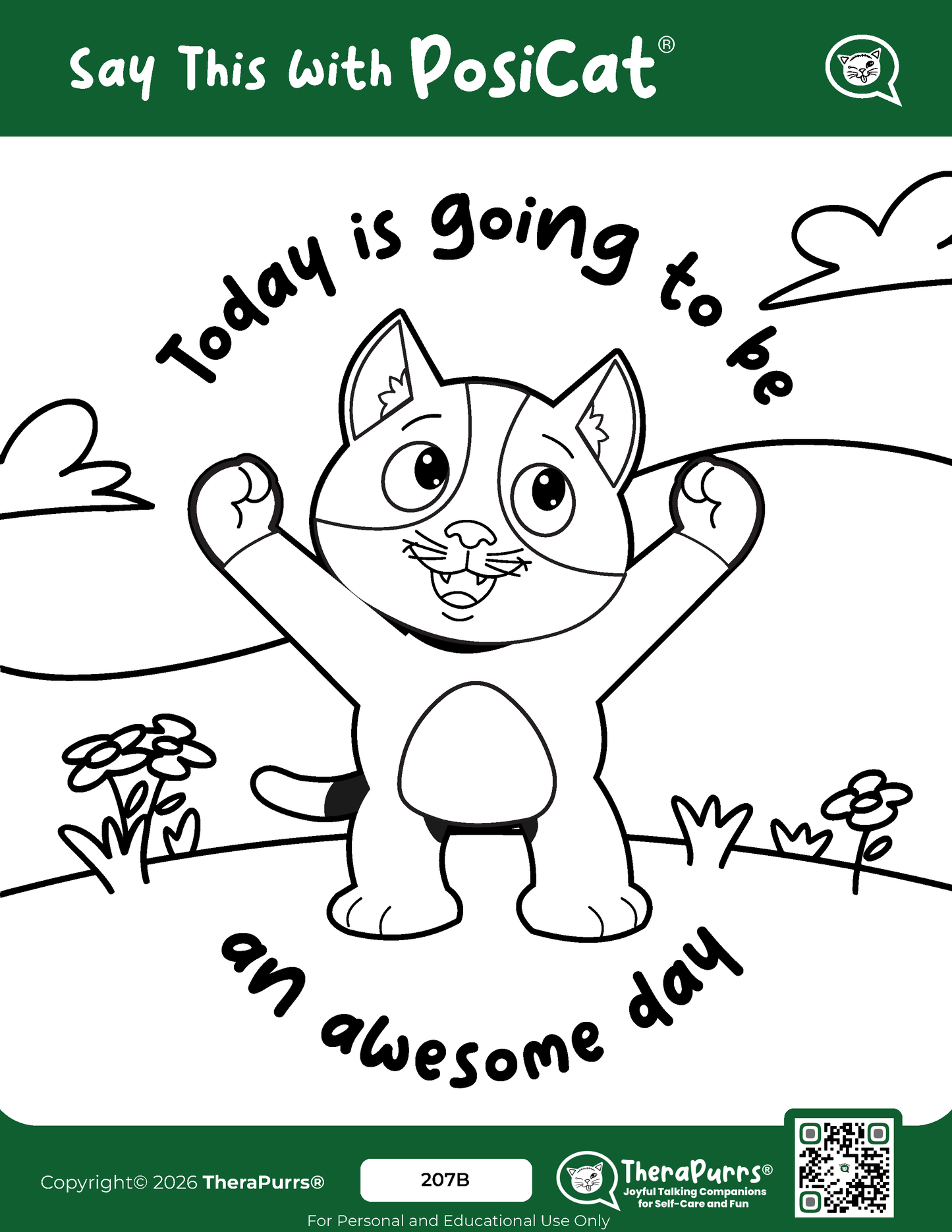 PosiCat's Printables - Activities Booklet 207: Today is going to be an awesome day