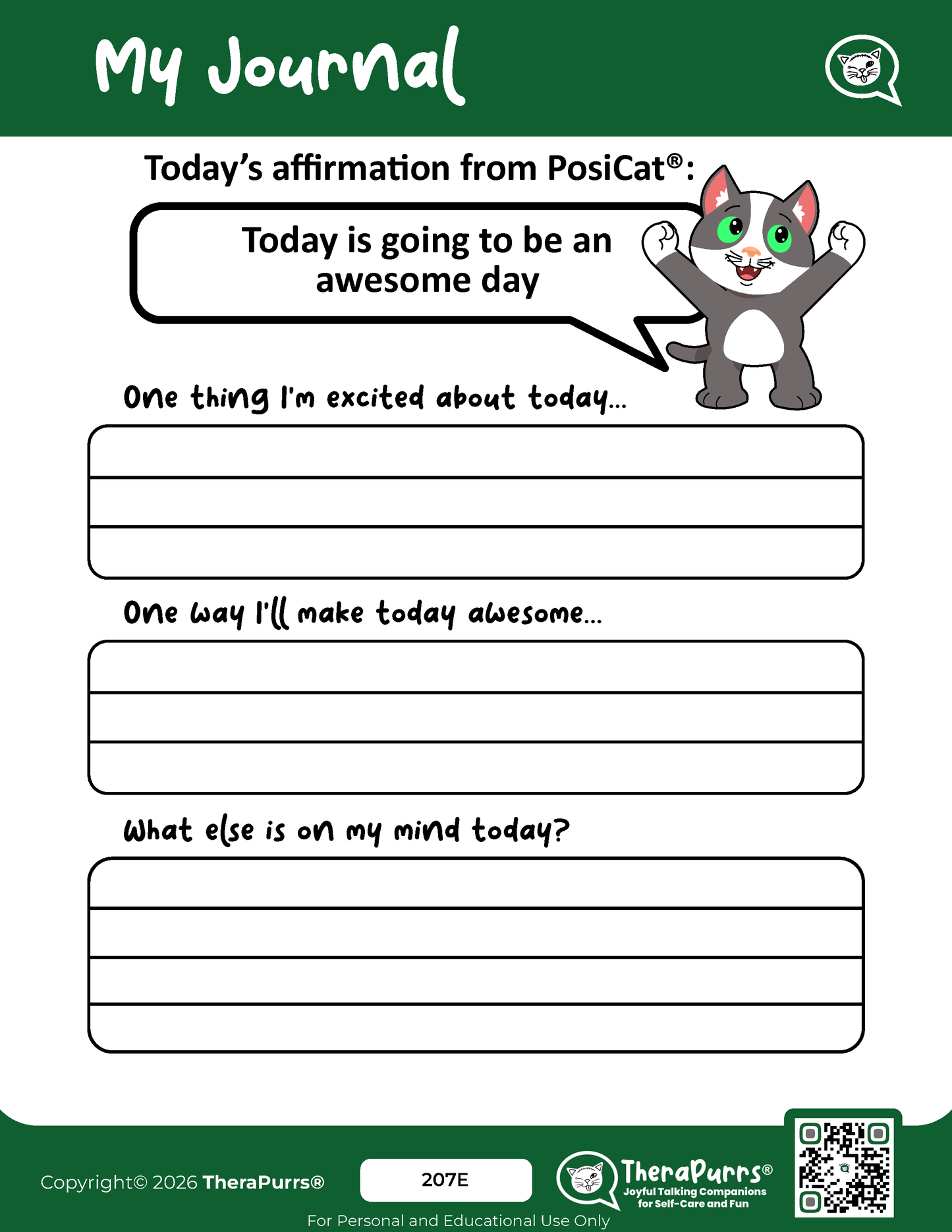 PosiCat's Printables - Activities Booklet 207: Today is going to be an awesome day